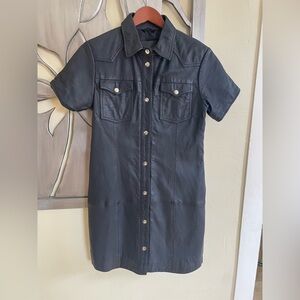 Goosecraft Black Leather Button Up Dress Medium NWT
